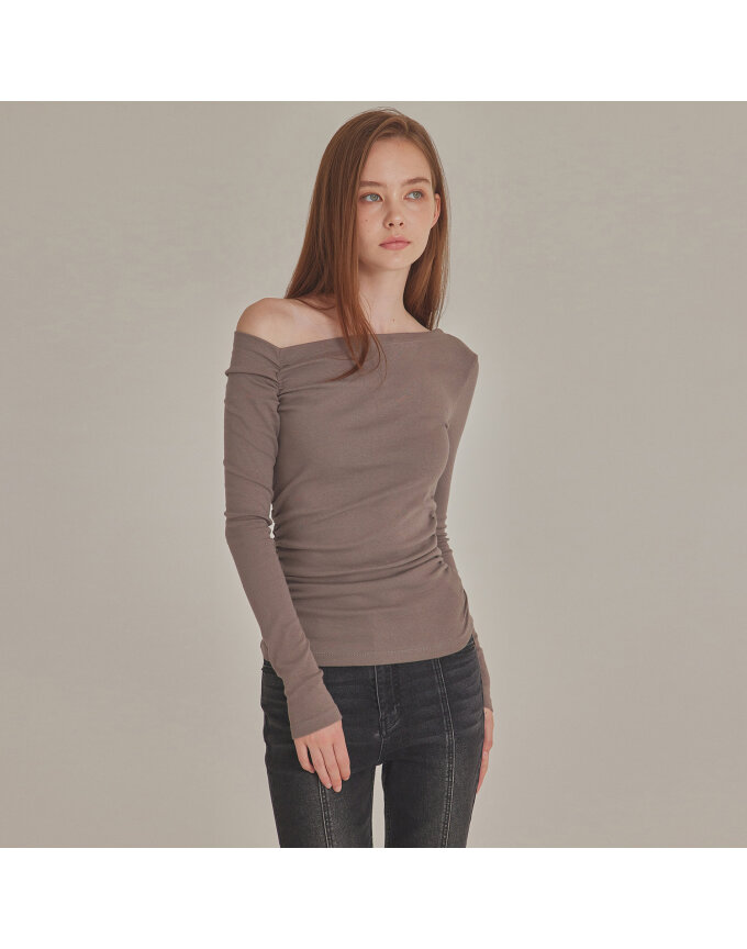 SHIRRED ONE-SHOULDER TUNIC TOP_T426TP117
