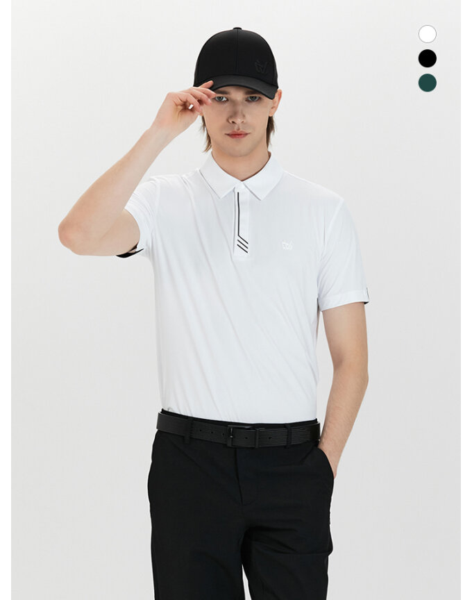 듀빅 남성 웰딩 포인트 Y카라 반팔티셔츠 DF2MTS121