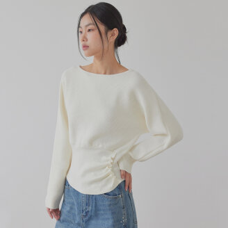 BOAT NECK SIDE BUTTON DETAIL KNIT TOP_T513TP103