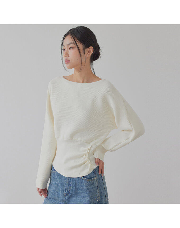 BOAT NECK SIDE BUTTON DETAIL KNIT TOP_T513TP103