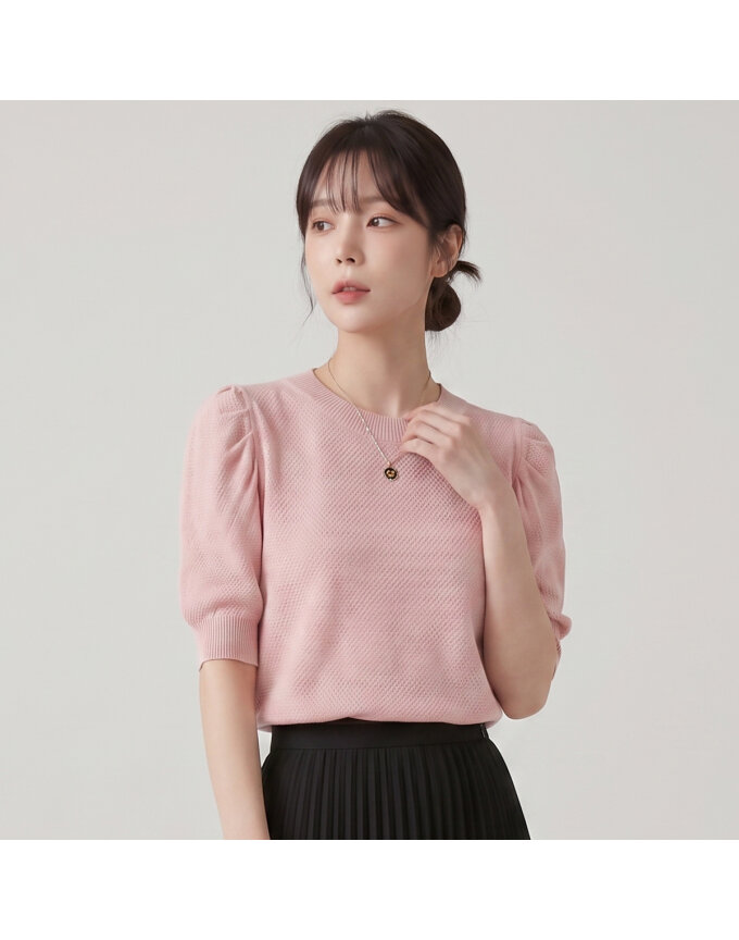 KARRA 숄더셔링와플하프니트_A3F0970