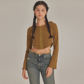 HOOK CLOSURE CORDUROY HOODIE_T423OT803