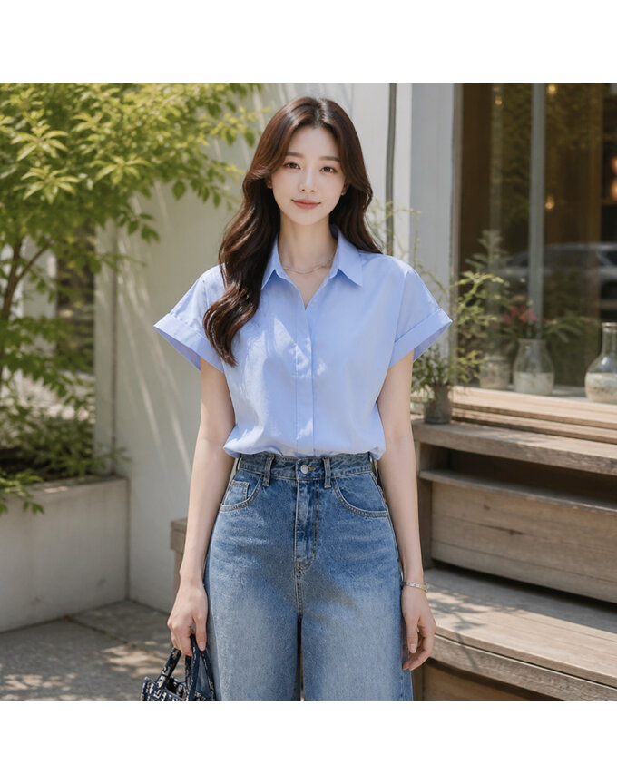 [귈림] 캡소매 스트라이프 셔츠(G6MBL021P)