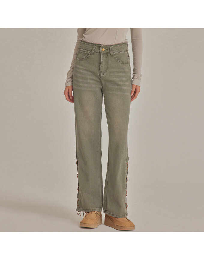 LACE UP STRAIGHT LEG JEANS_T423DE403