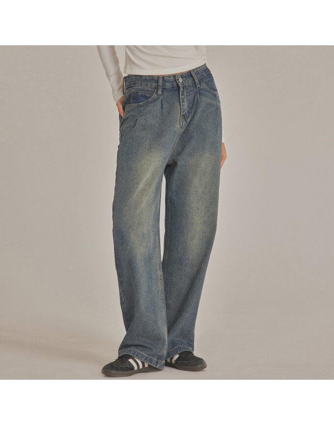 TWO TUCK WIDE LEG JEANS_T423DE404