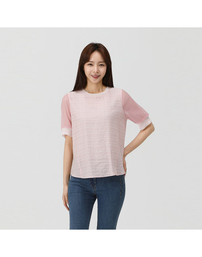 라운드넥 텐셀 블라우스_1K42516