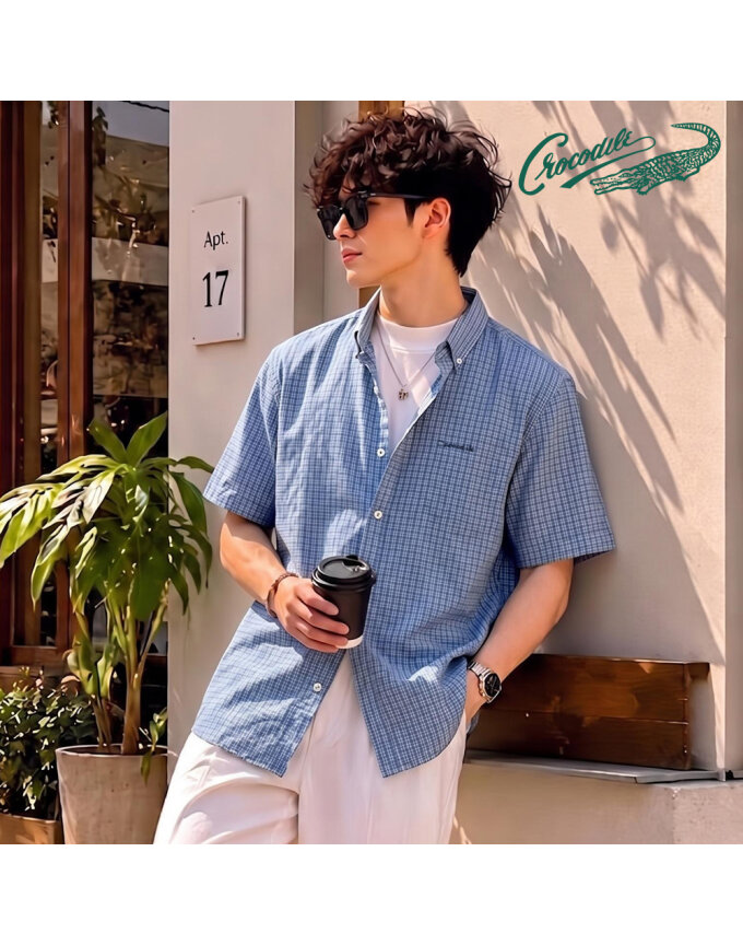 서커 잔체크 노멀핏 반팔셔츠 CDAA2WS2424