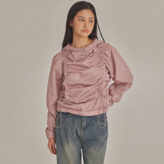SHIRRED HOODIE ANORAK PULLOVER_T423OT806