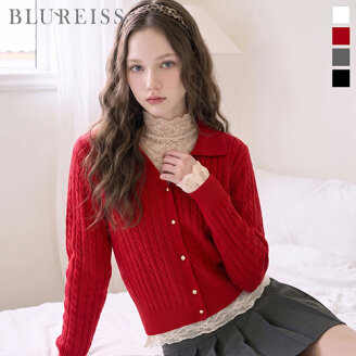 오픈 카라 V넥 꽈배기 니트_BI6F1KT2061