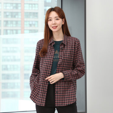 소매 체크 셔츠_1J61540
