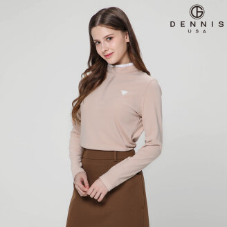 [DENNIS] 여성 라이트 피치기모 하프넥 긴팔 티셔츠_NAQFLTS059