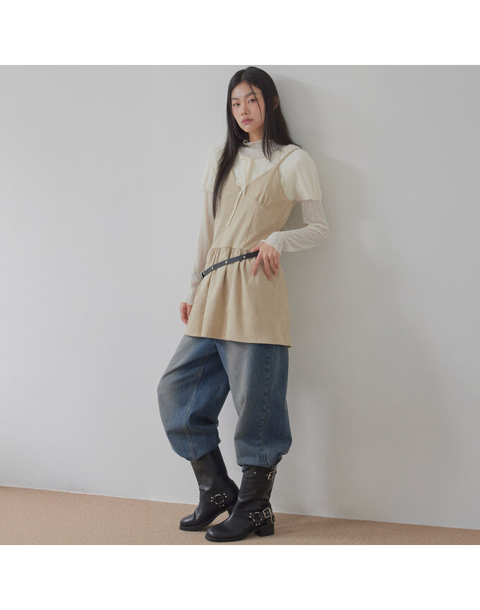레이어드 벨벳 뷔스티에 숏 드레스_T521DS501