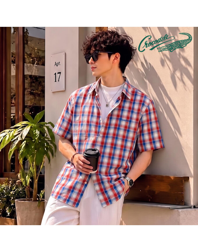 멀티 체크 노멀핏 반팔셔츠 CDAA2WS2421