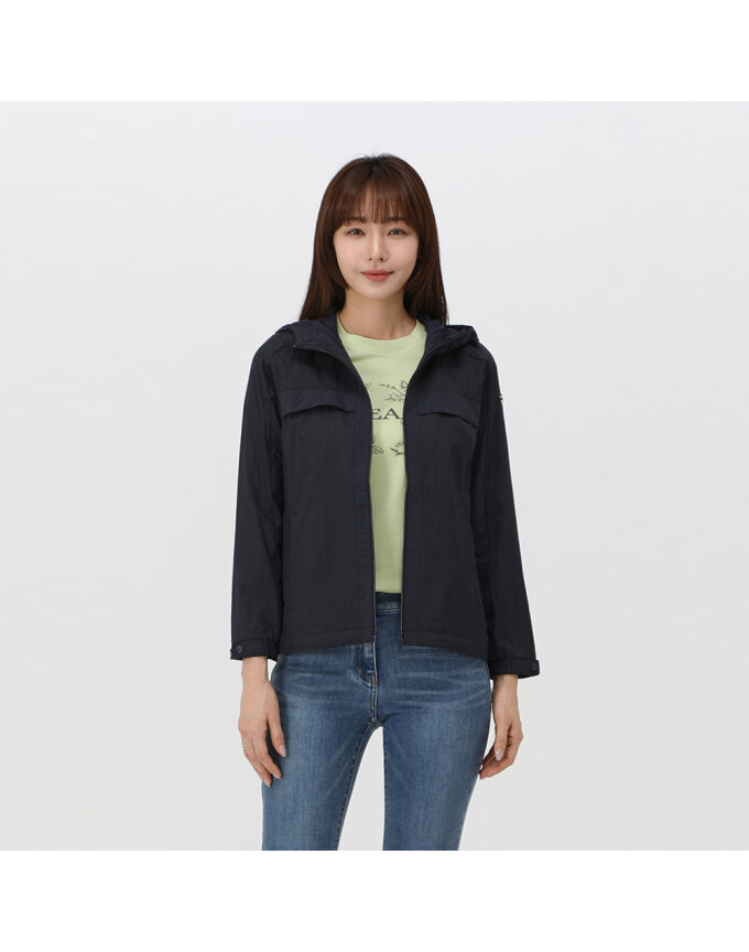 후디드 배색 매쉬안감 점퍼_QK21331