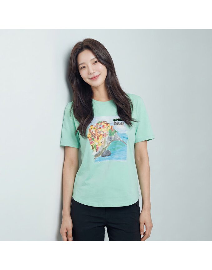 콜라보 허리비죠 원포인트 티셔츠_QK45307