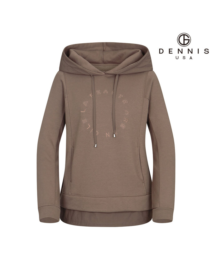 [DENNIS] 여성 소프트웜 밍크기모 레터링 후드티셔츠_RAQFLTS074