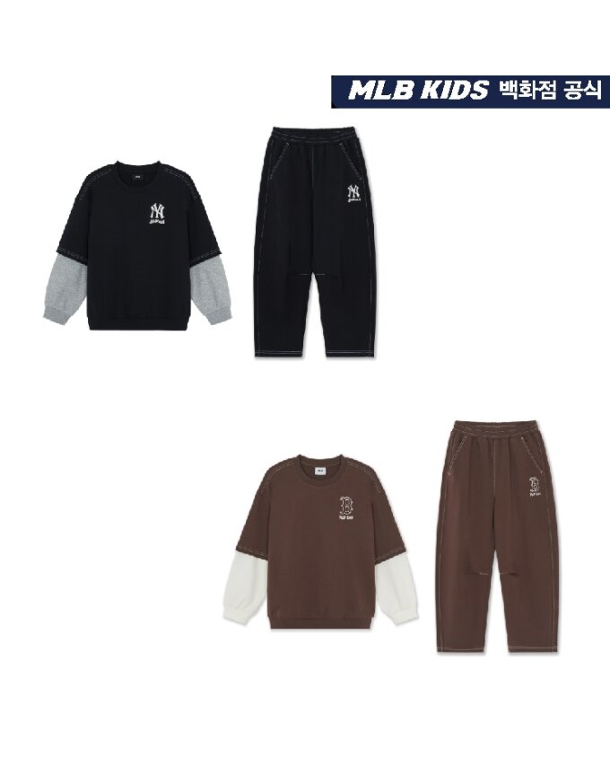 [AK원주점] [MLB KIDS] 스트릿 그래픽 레이어드 맨투맨 세트 _ 7AS2B1064