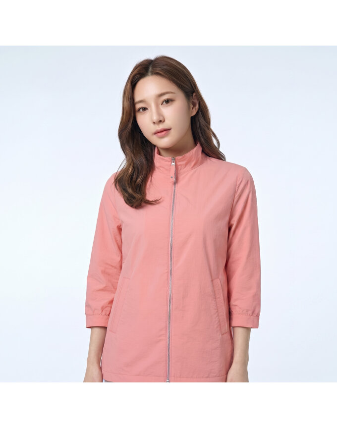 [올포유] 여성 지그재그 자수 포인트 중기장 7부 사파리 점퍼 ALFRM3331-403