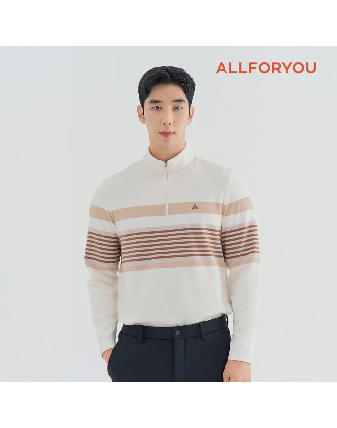 [올포유] 남성 스트라이프 반집업 티셔츠 AMTHN9471-102