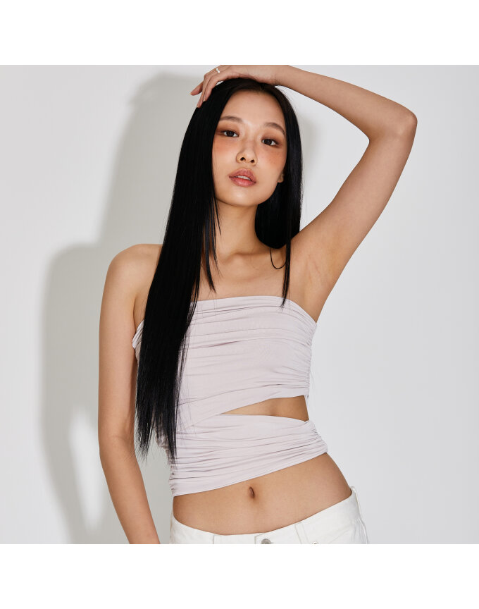 ONE SIDE CUT OUT SHIRRING TUBE TOP_T316TP121