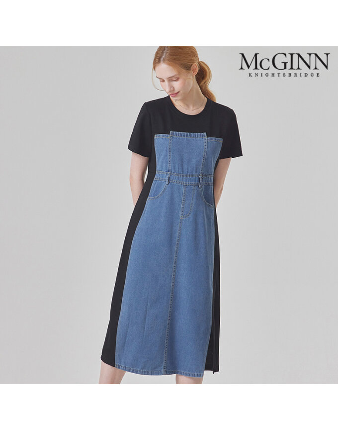 데님 블로킹 원피스_MI6M1OP3181