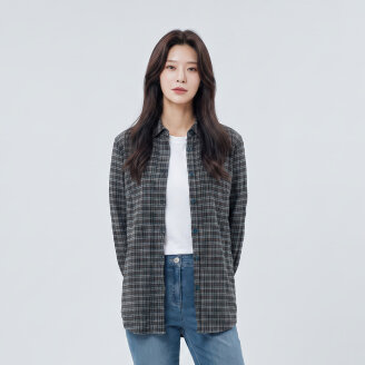 허리스트링 체크 셔츠_1I61506