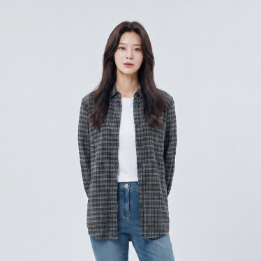 허리스트링 체크 셔츠_1I61506