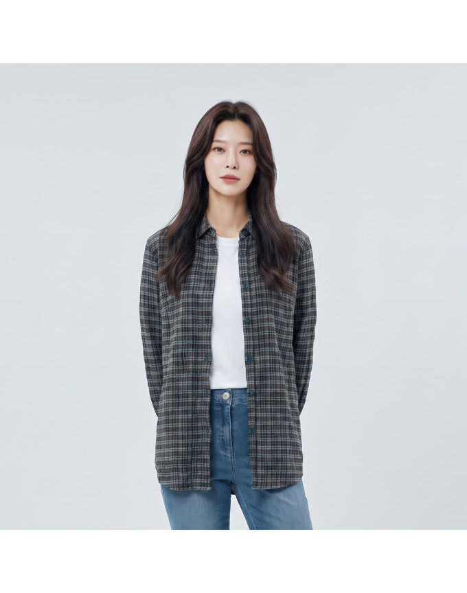 허리스트링 체크 셔츠_1I61506