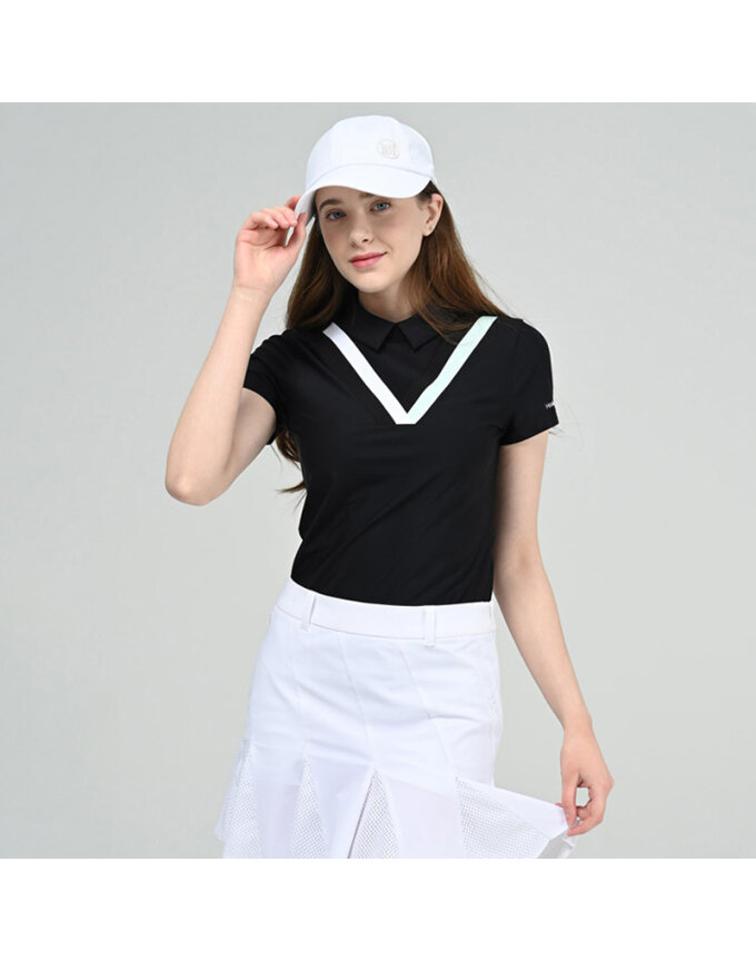 (여성)빅토리 포인트 솔리드 카라 티셔츠 HC2WTS006