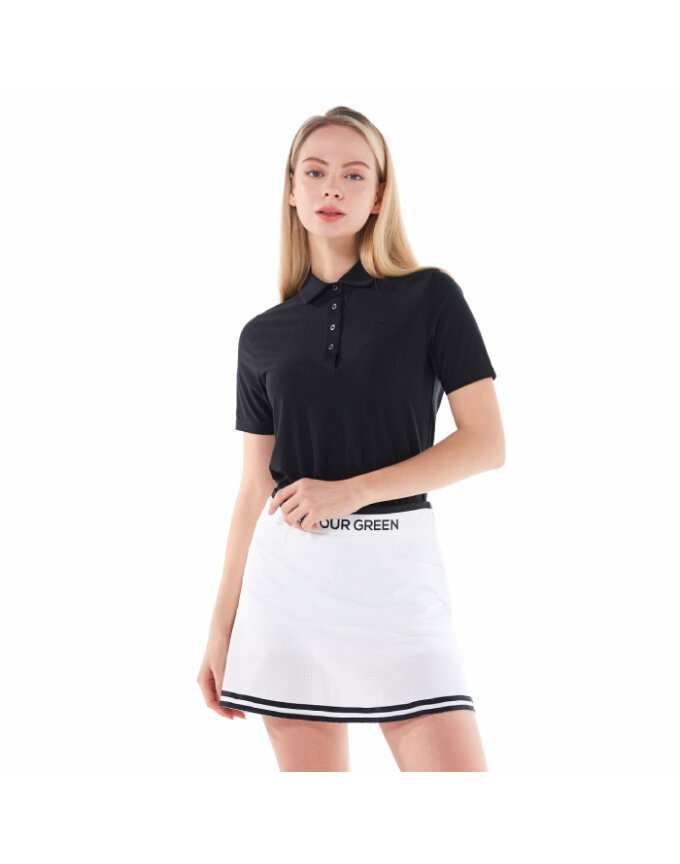 [그렉노먼] 여성 시어서커 카라넥 반팔티셔츠 (블랙)_HWG20-TS201BK
