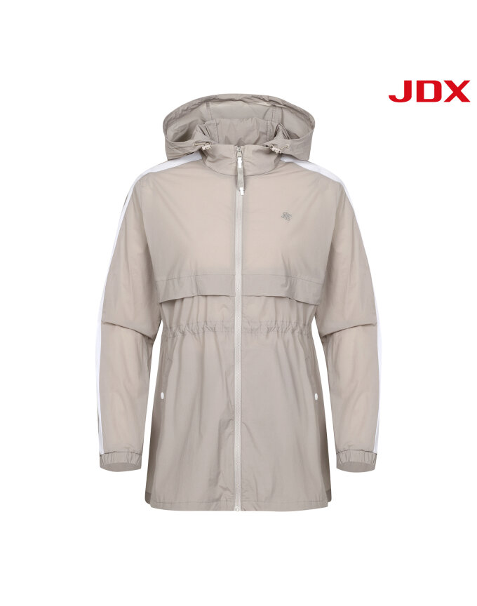 [JDX] 여성 배색 중기장 후드 점퍼(X2WJV6112BE)