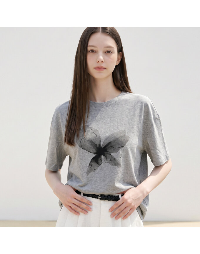 KARRA 섀도우플라워반팔티셔츠_A6M0873
