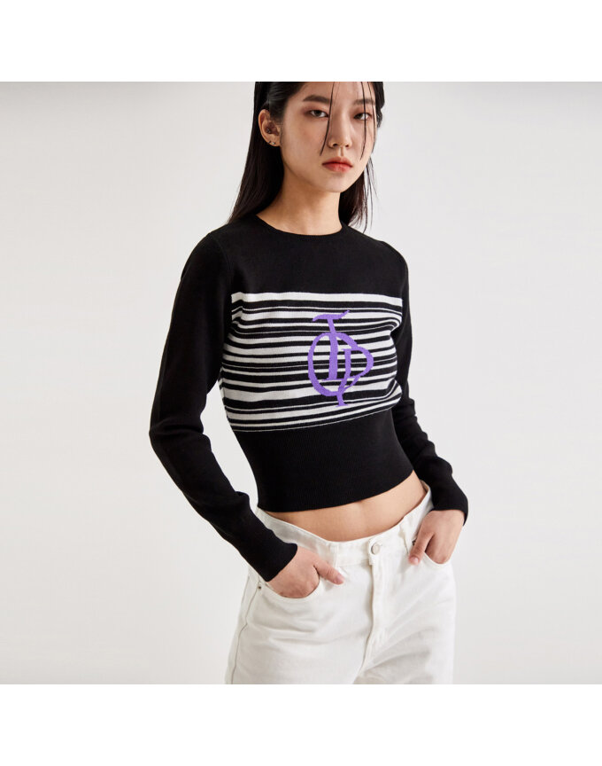 TG STRIPE JACQUARD KNIT TOP_T226TP141