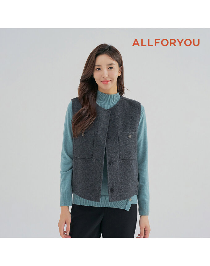 [올포유]여성 라운드넥 핸드메이드 베스트 ALVEM9131-190