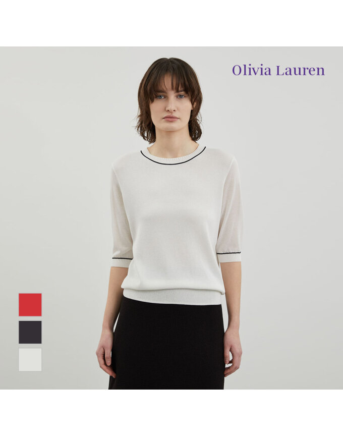 [OLIVIA LAUREN] 배색 포인트 니트 풀오버_VOBBS4M3441