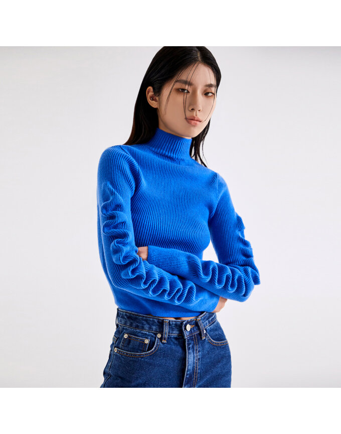 SIGNATURE WAVY SLEEVE KNIT TOP _T226TP125