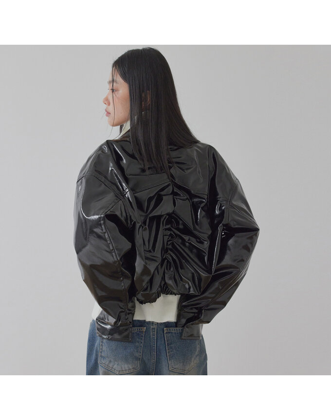 RUCHED BACK CROPPED BOMBER JACKET_T226OT800