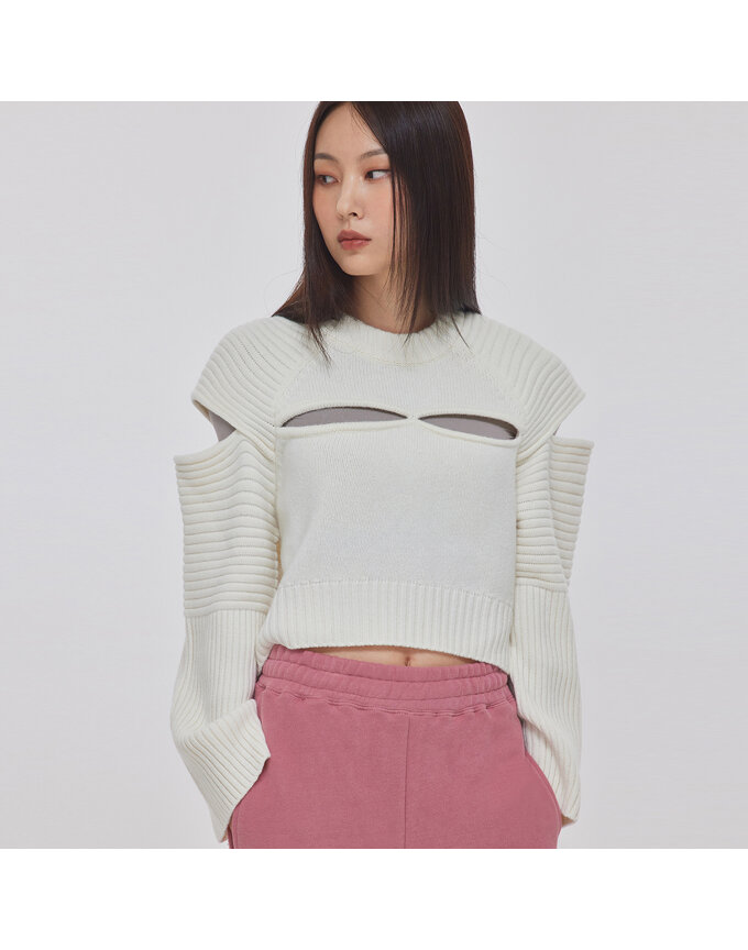 CUTOUT FISHER OVERSIZED KNIT TOP_T226TP110