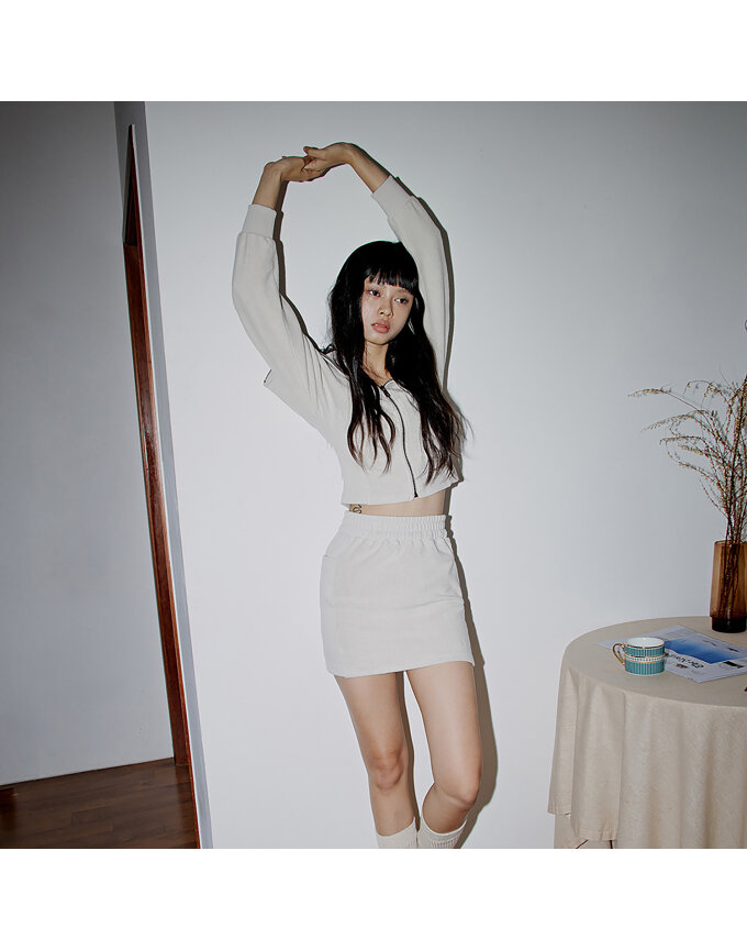 RIBBED BLOCK TERRY POCKET MINI SKIRT_T326BT706