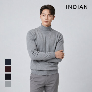 [INDIAN] 울혼방 솔리드 하프넥 니트_MIEBH3F8301