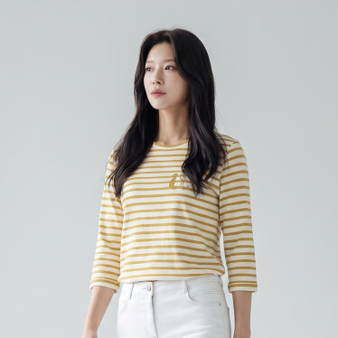 7부 스트라이프 티셔츠_1K65306