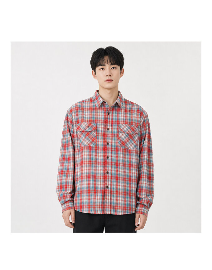 빈티지 체크 오버핏 포켓 셔츠 CDM-SHA-CHECK