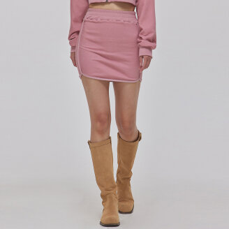 SKINNY RIB BLOCK MINI SKIRT_T326BT707