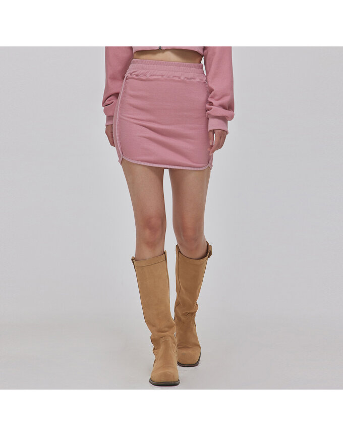 SKINNY RIB BLOCK MINI SKIRT_T326BT707