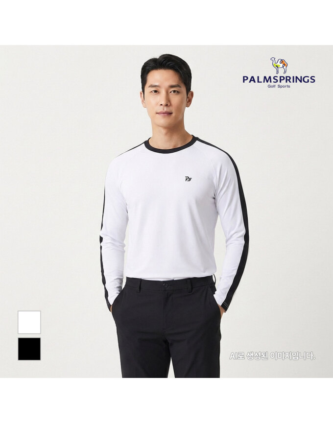 [팜스프링스] 남성 배색 라운드 티셔츠_STSM222190