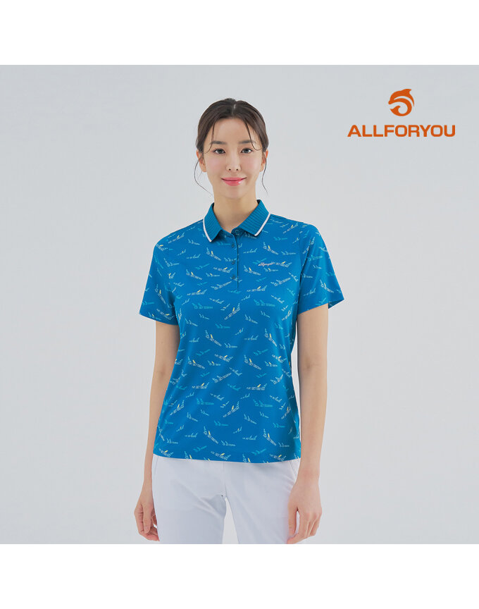 [올포유] [모델착장] 여성 비행기 프린트 카라 반팔 티셔츠 AWTPM3281-904