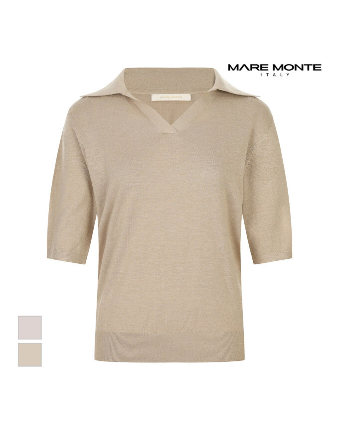 [마레몬떼] 반팔 카라 펄 니트_M248MKT43P0