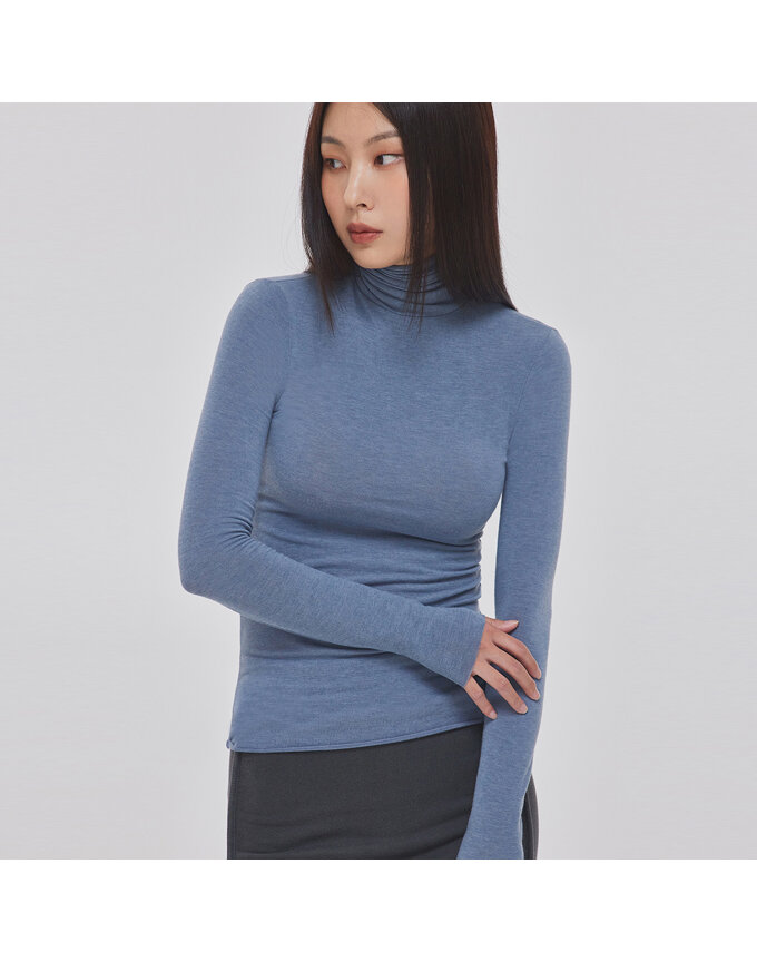 CUT EDGE TURTLE NECK LONG SLEEVE TOP_T326TP118