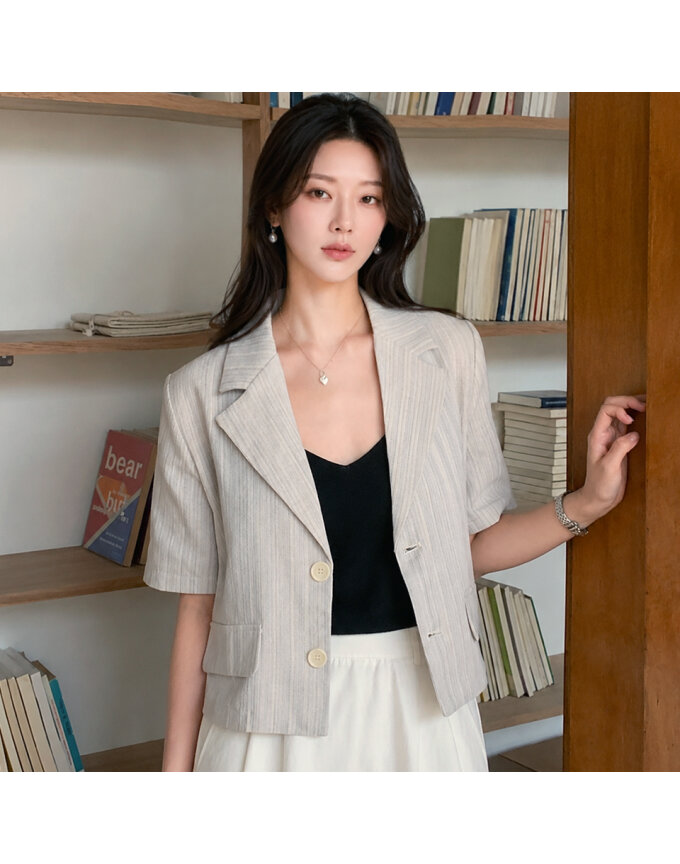 [예쎄] 린넨터치 스트라이프 반팔 자켓(S6MJK062A)