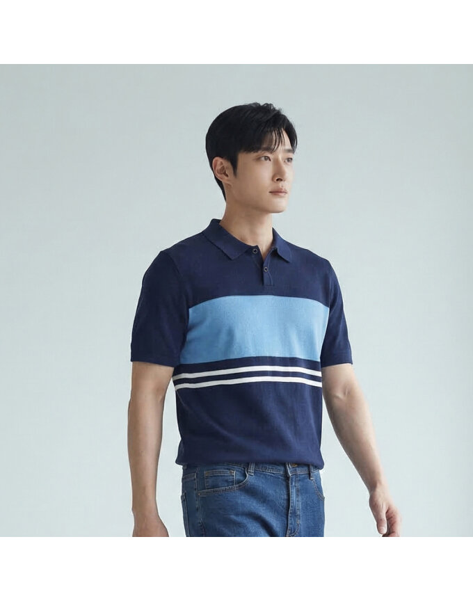 컬러 블럭 포인트 카라 스웨터_1J33603
